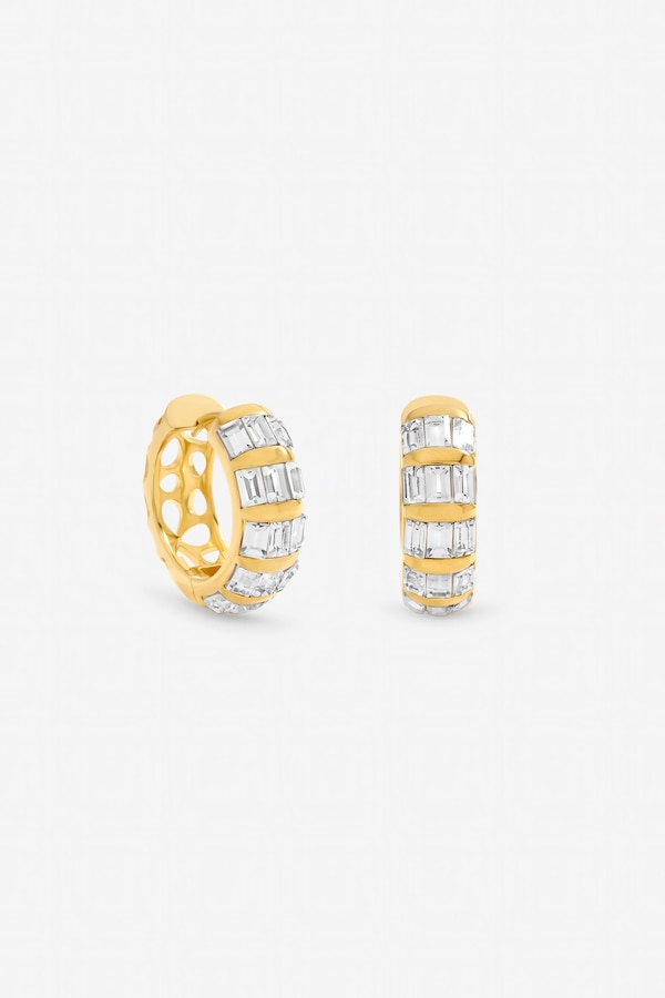 Jon Richard Gold Plated and Crystal Baguette Hoop Earrings
