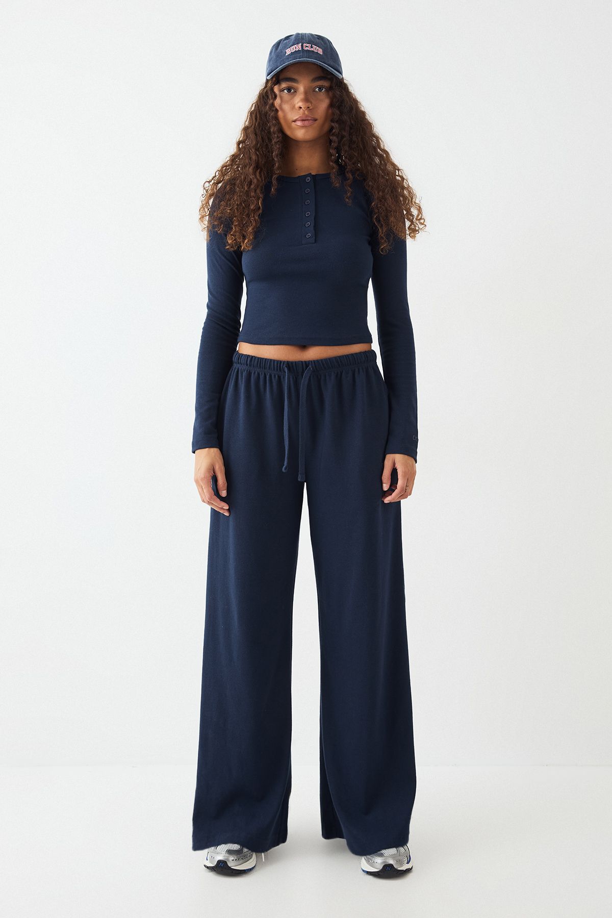 DSGN Studio DSGN Studio Embroidered Rib Wide Leg Trouser Navy image 5