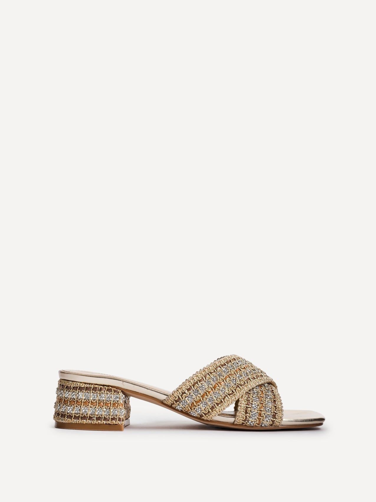 Linzi Zadie Gold Raffia Embellished Heeled Mules image 1
