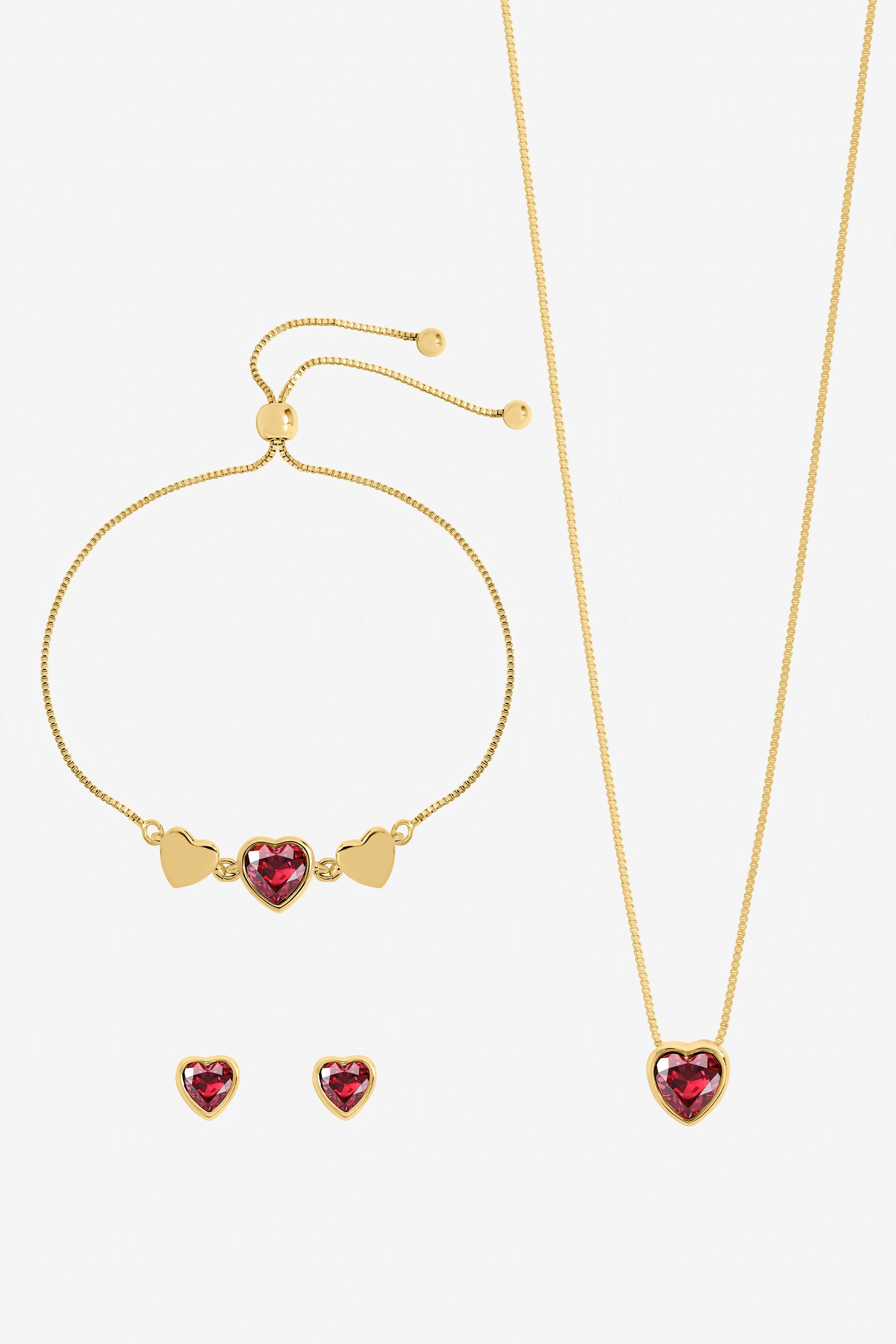 Jon Richard Gold Plated Crystal and Red Heart Trio Set - Gift Box image 2