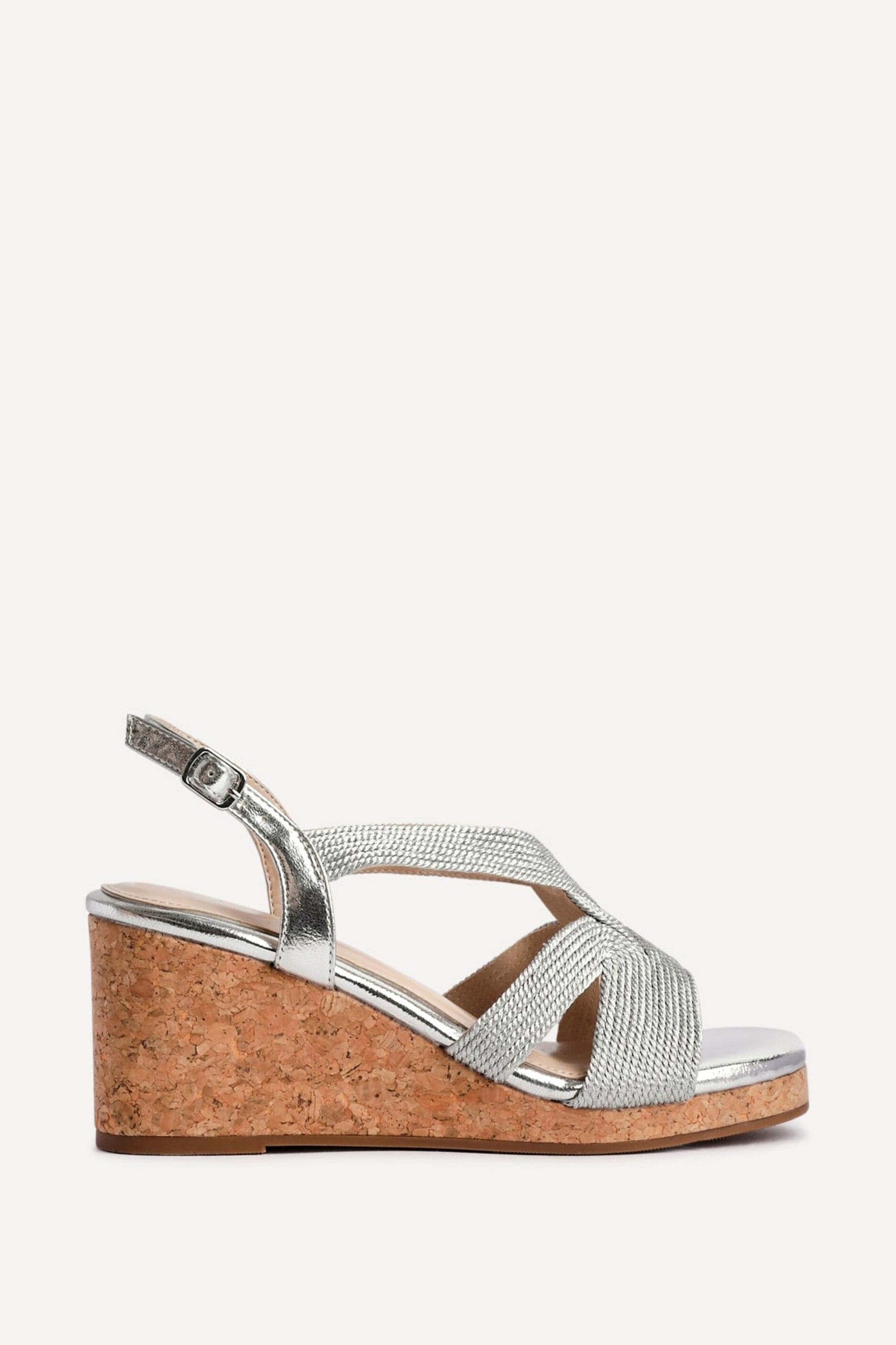Linzi Destined Silver Woven Design Cork Wedges image 1