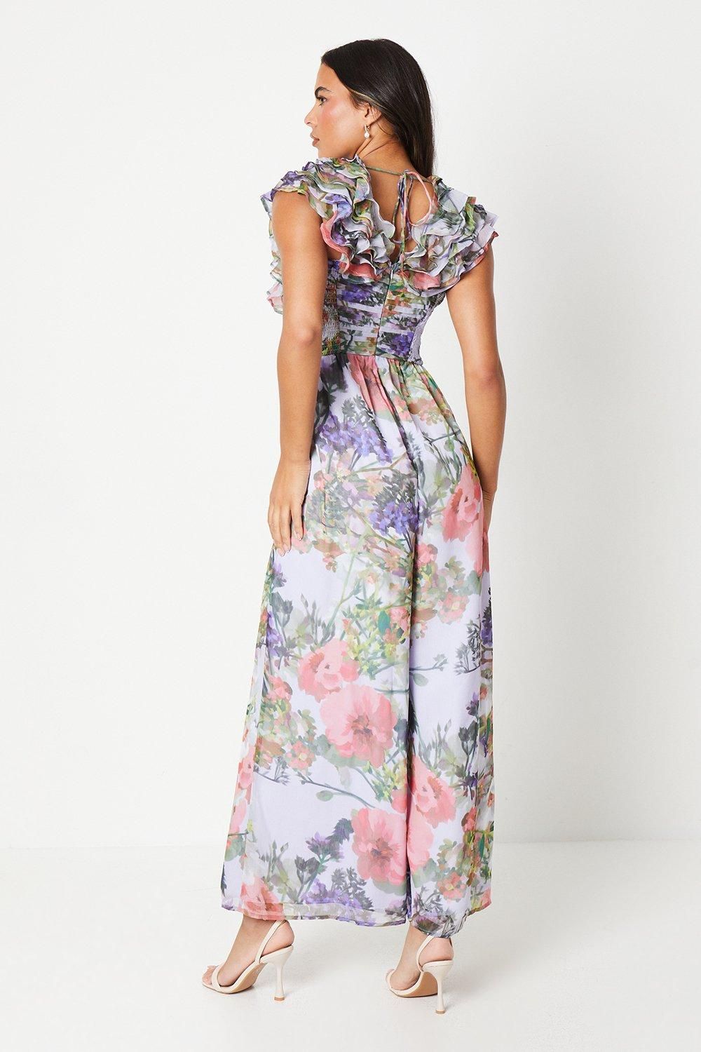 Coast Ruffle Shoulder Pleated Waist Jumpsuit Multi image 3