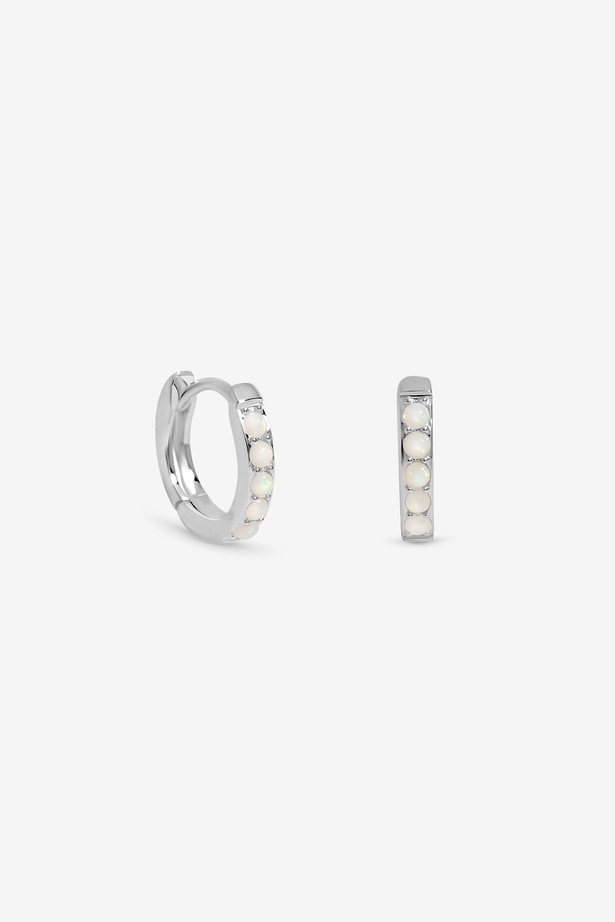 Simply Silver Sterling Silver 925 Cubic Zirconia Opal Hoop Earrings image 1