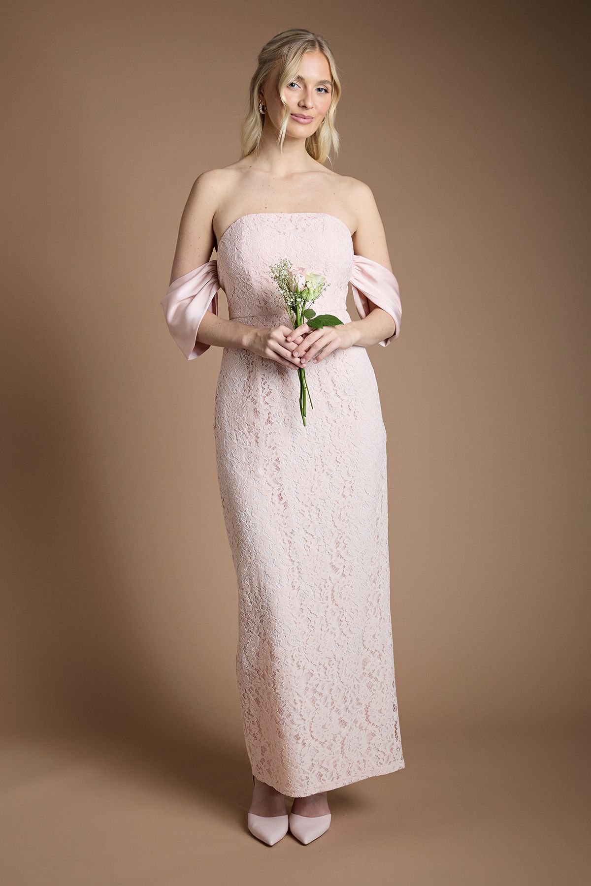 Coast Lace Bardot Bridesmaid Dress Blush