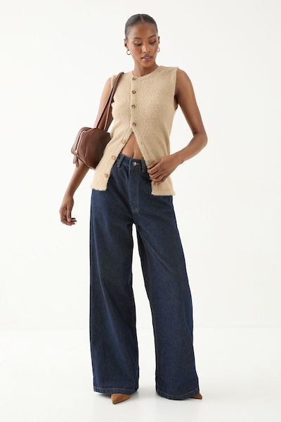 MissPap Eyelash Knit Sleeveless Top Taupe