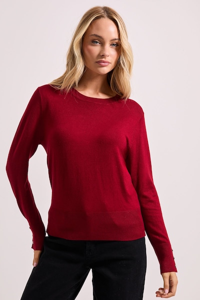 Dorothy Perkins Berry Crew Neck Button Cuff Jumper Berry