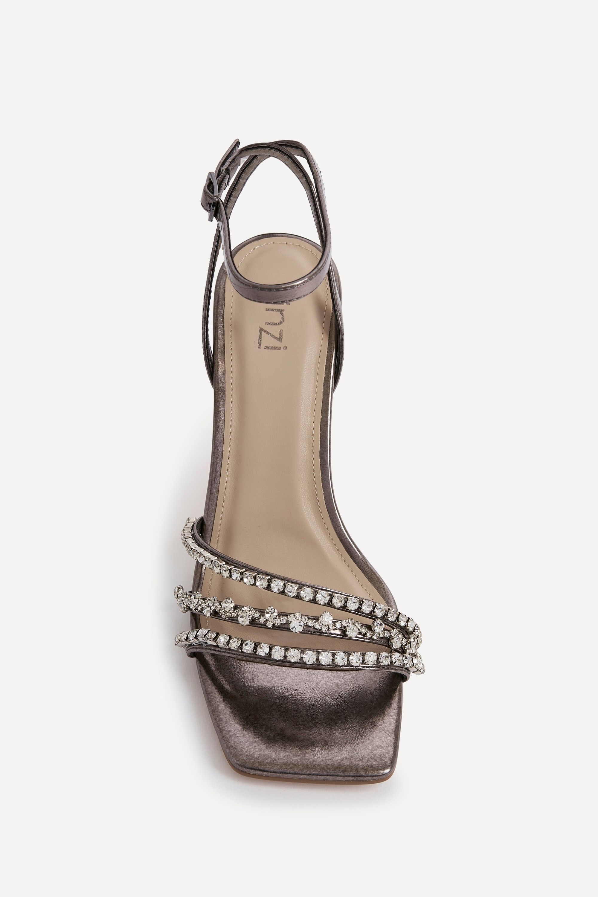 Linzi Bling Pewter Faux Leather Strappy Diamante Heel image 4