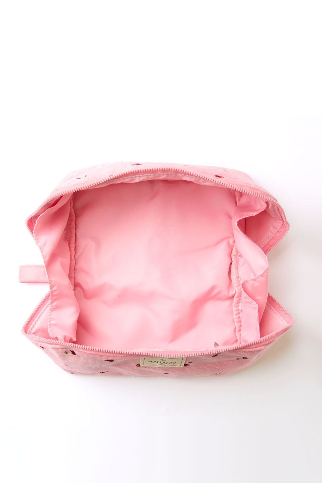 The Flat Lay Co Makeup Box Bag - Ditsy Cherries Pink Embroidered Velvet Multi image 7