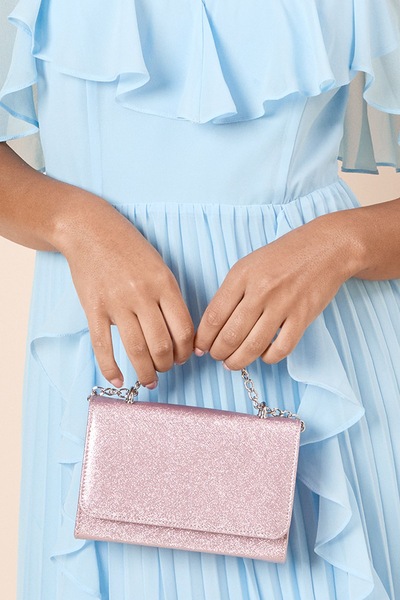 Dorothy Perkins Cabo Textured Glitter Shoulder Cross Body Bag Rose Gold