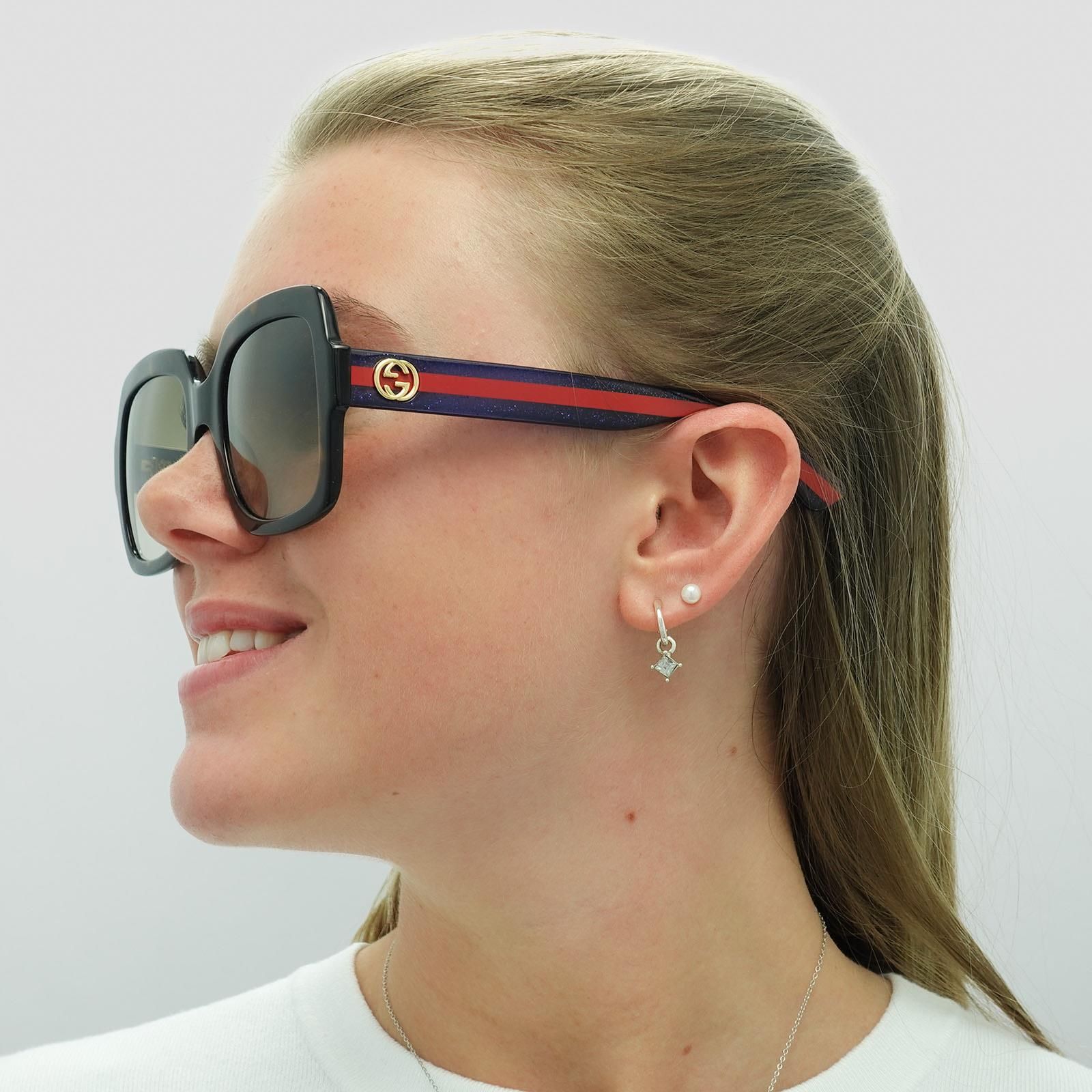 Gucci Square Havana Glitter Blue and Red Brown Gradient GG0036SN image 6