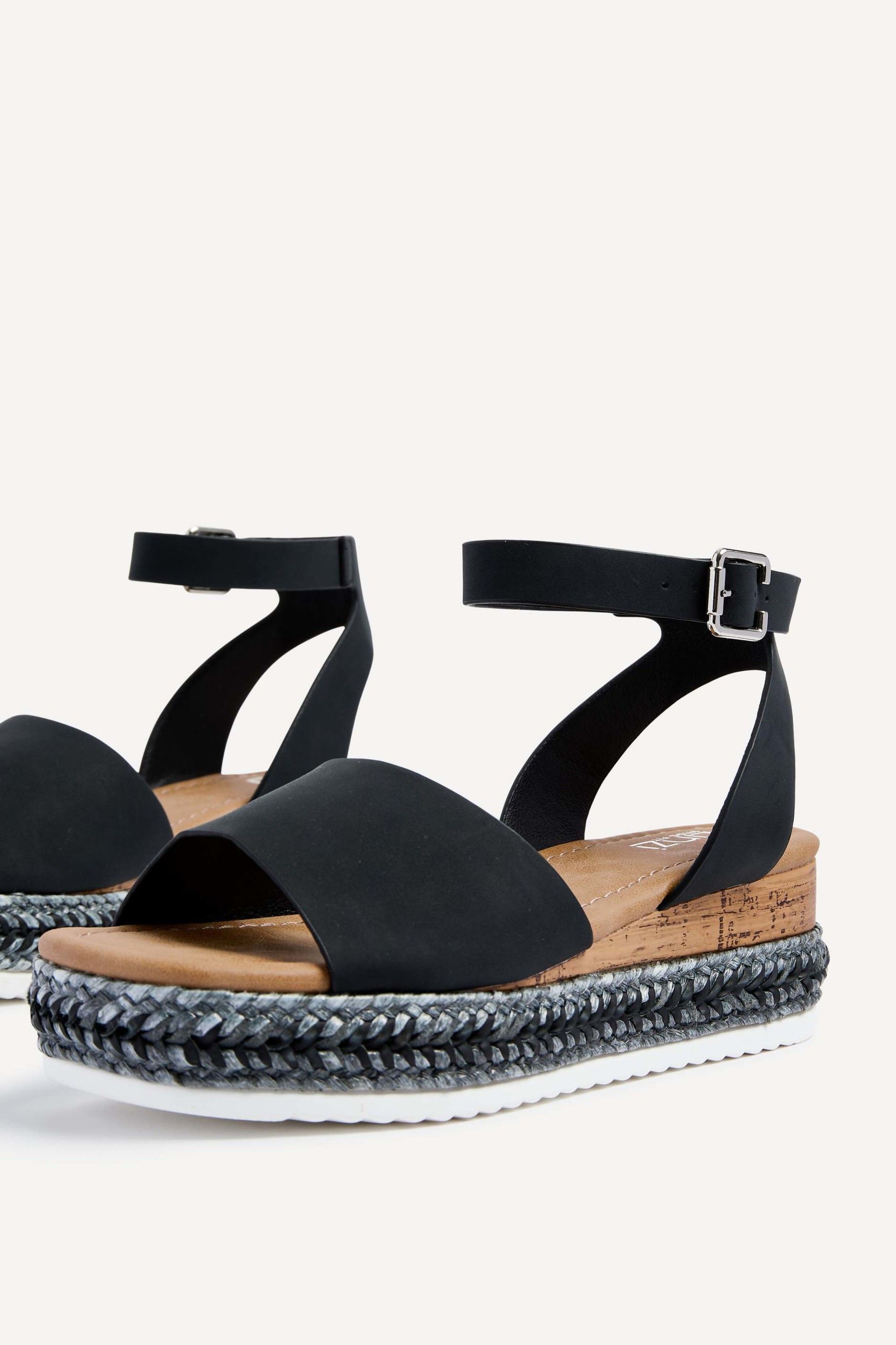 Linzi Arizona Wide Fit Black Espadrille Flatform image 5