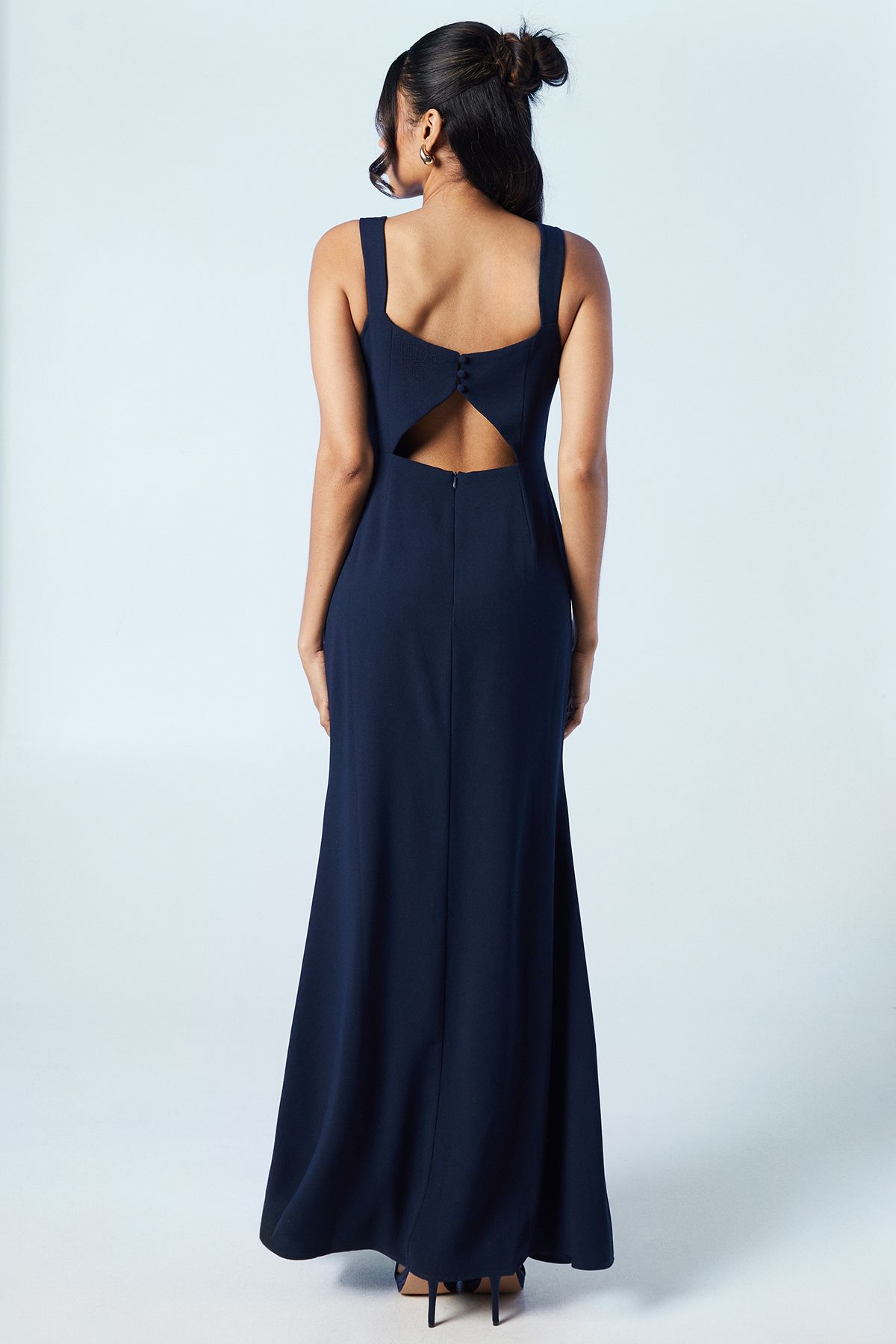 Coast Cut Out Back Detail Crepe Bridesmaid Dress Navy image 3