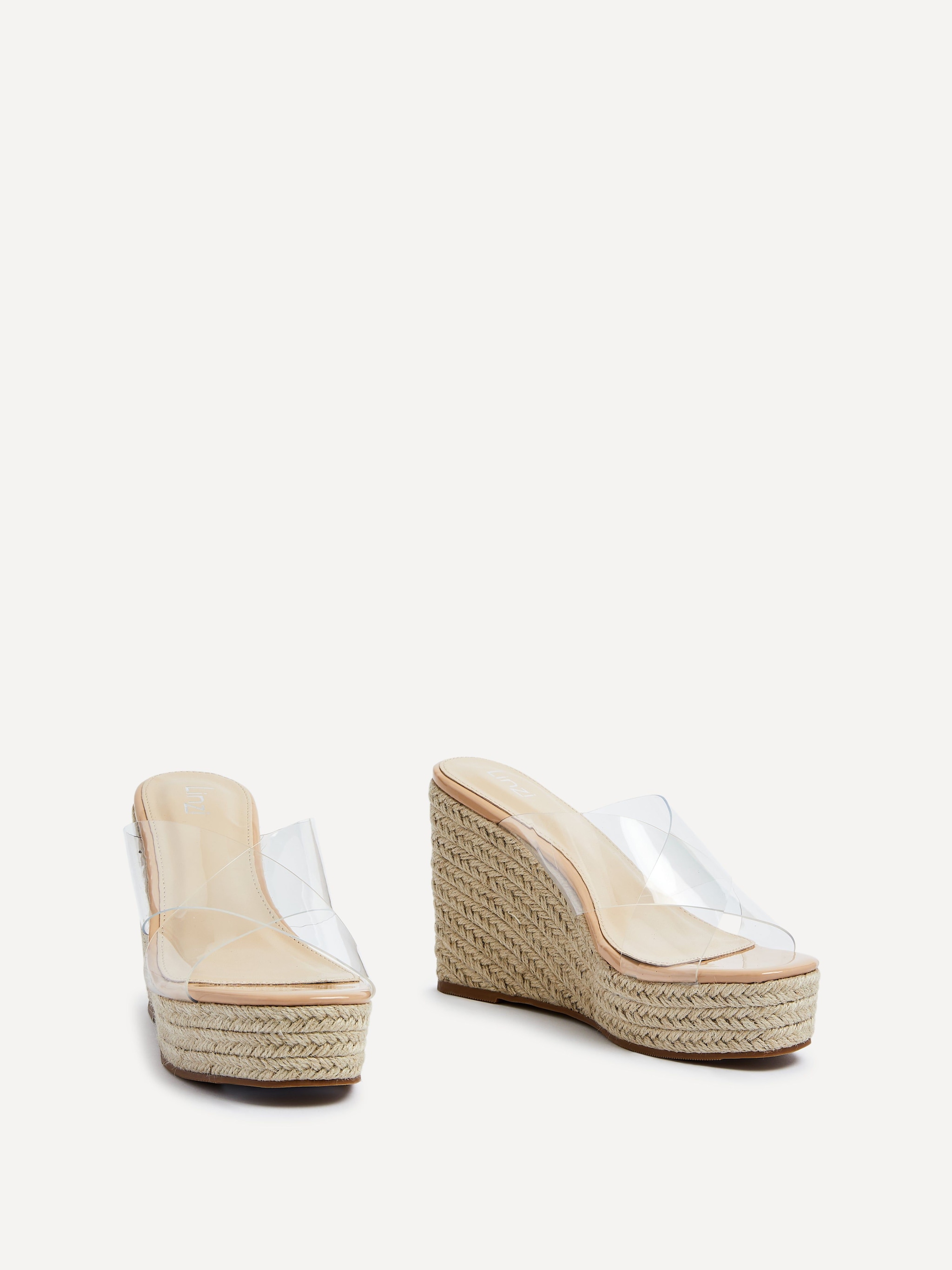 Linzi Shaylen Nude Perspex Crossover Rope Wedge image 3