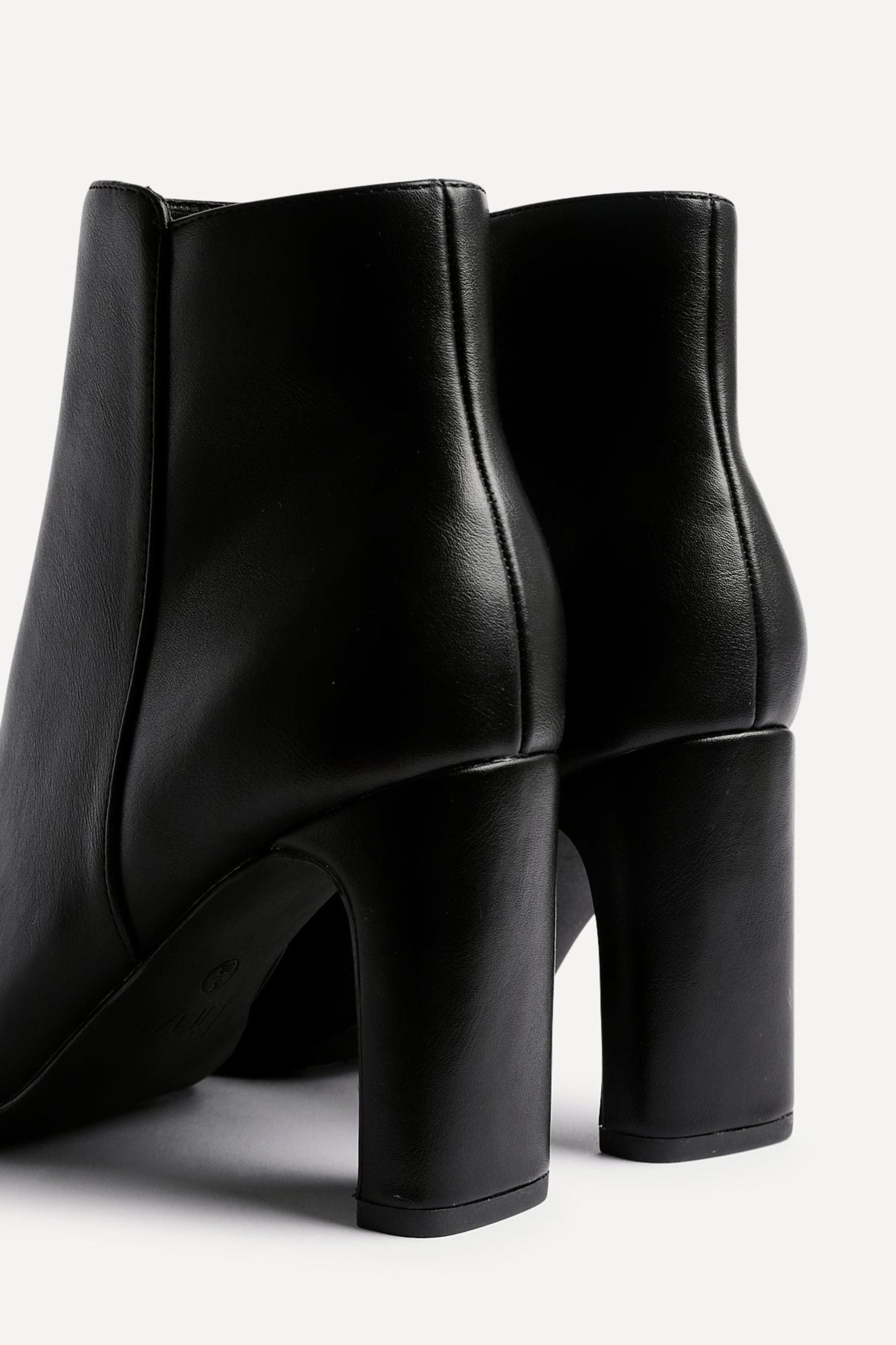 Linzi Glance Black Faux Leather Block Heel Ankle Boot image 4