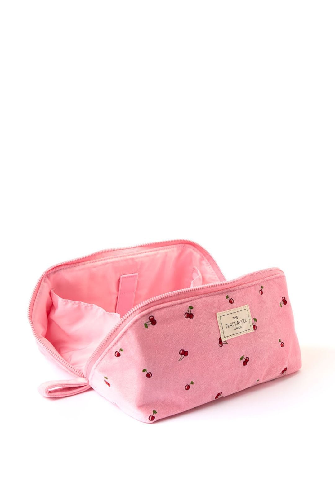 The Flat Lay Co Makeup Box Bag - Ditsy Cherries Pink Embroidered Velvet Multi image 4