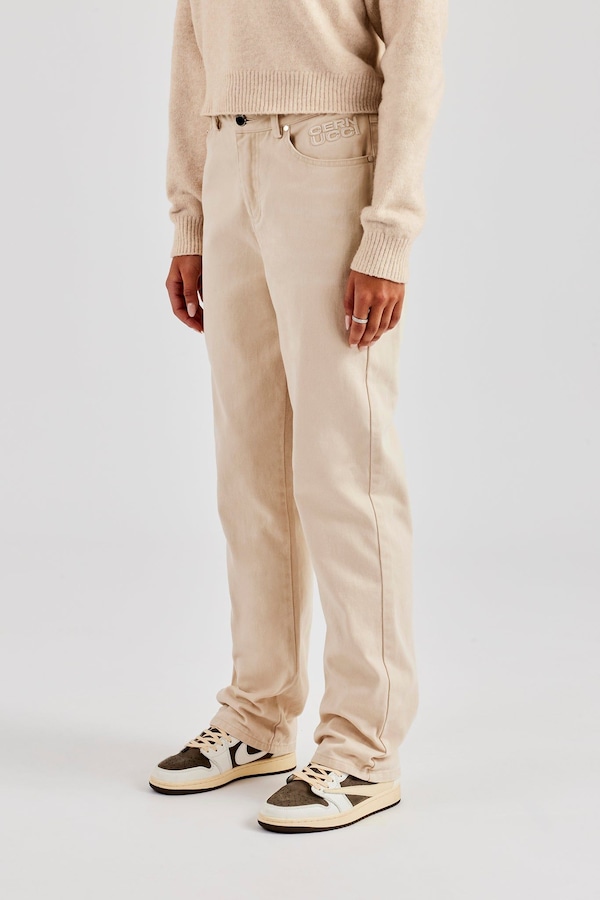 Cernucci Twill Embroidered Trouser - Stone