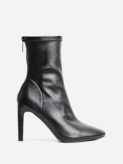 Linzi West Black Faux Leather Pointed Stretch Heeled Ankle Boot