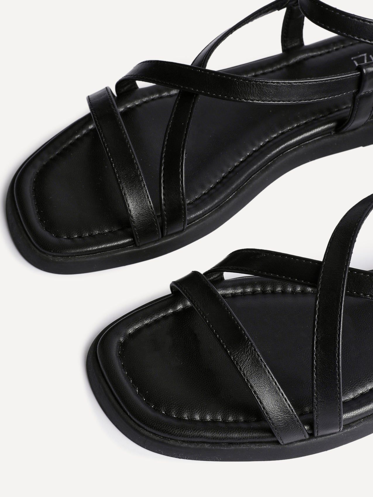 Linzi Valor Black Faux Leather Strappy Flat Sandals image 5