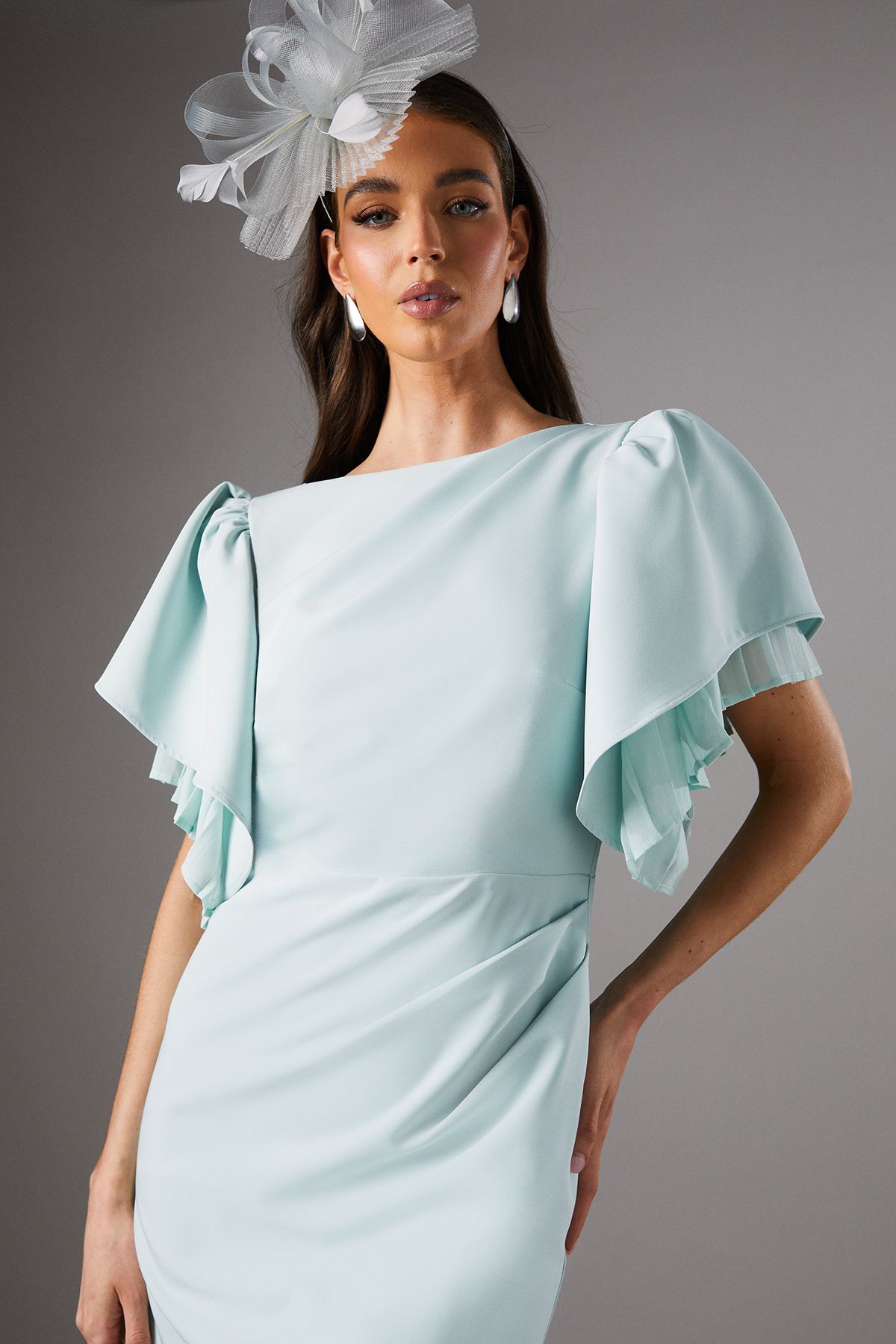 Coast Pleat Double Layer Sleeve Pencil Dress Sage image 4