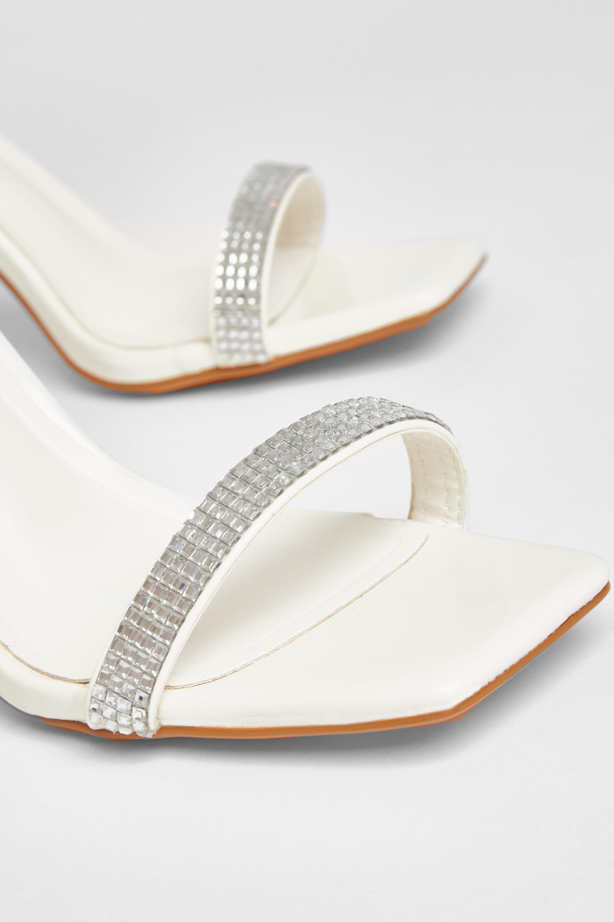 Quiz White Diamante Heels image 4