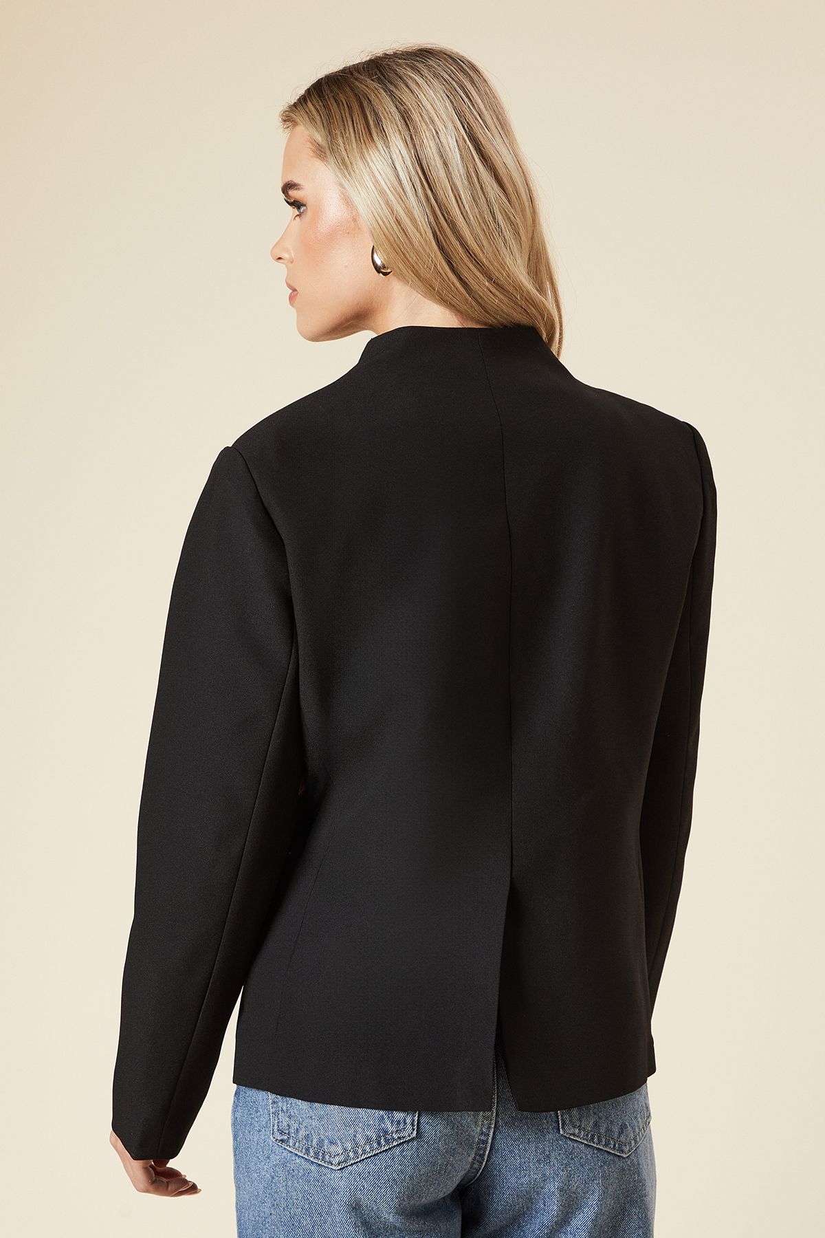 Dorothy Perkins Petite Satin Sweetheart Neckline Jacket Black image 3