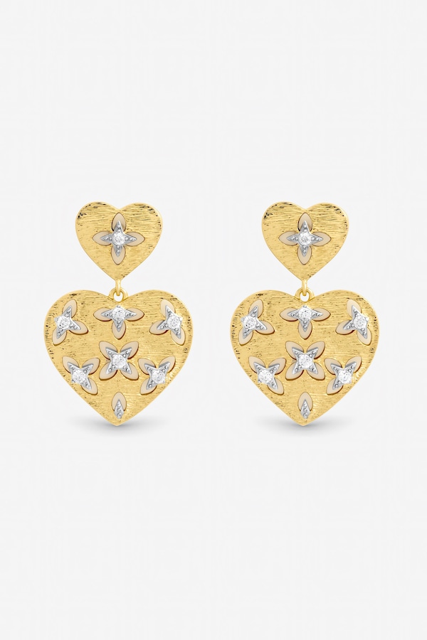 Jon Richard Two Tone Clover Cut Out Heart Earrings