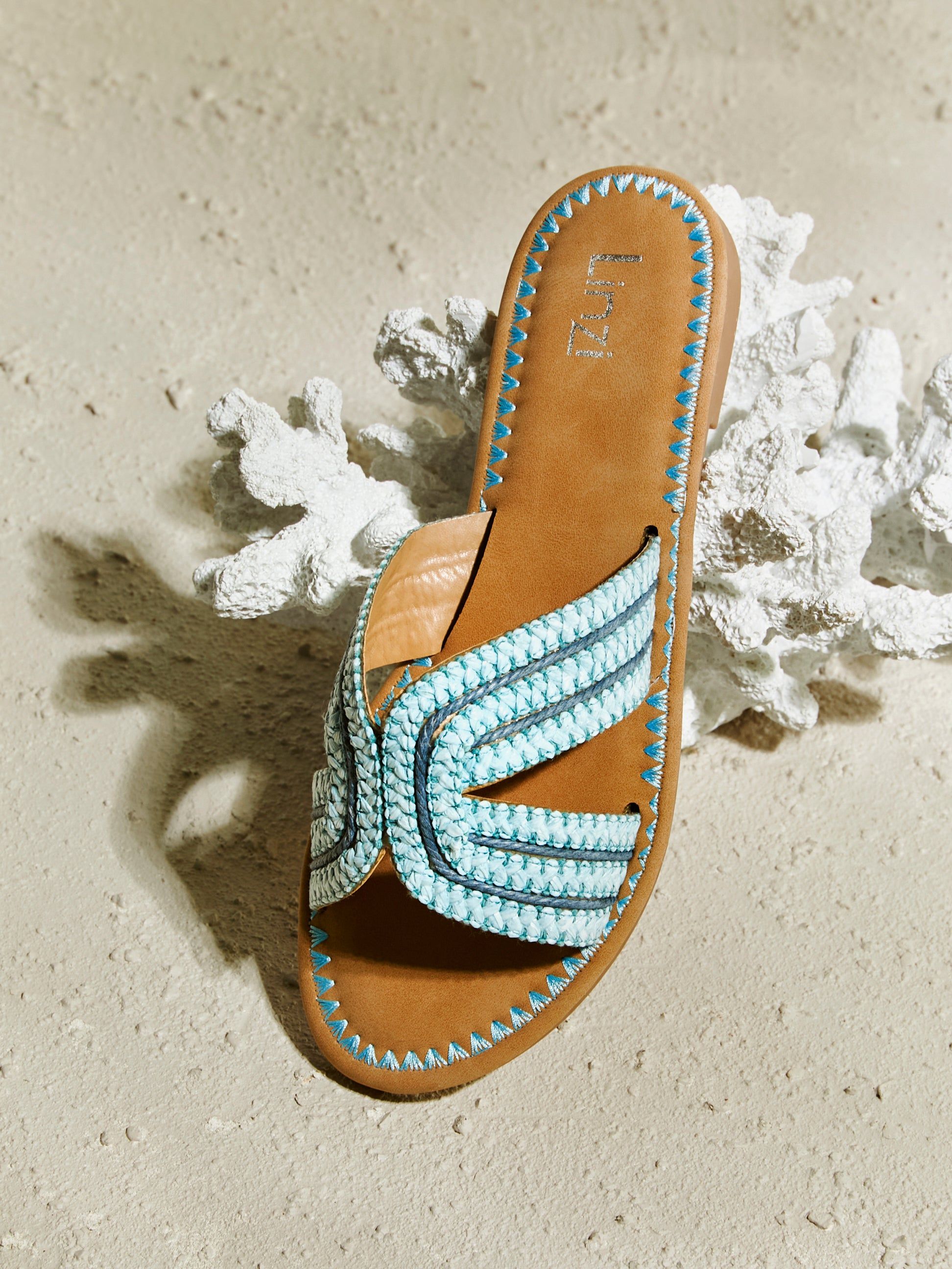 Linzi Solar Blue Flat Slider Sandals image 2