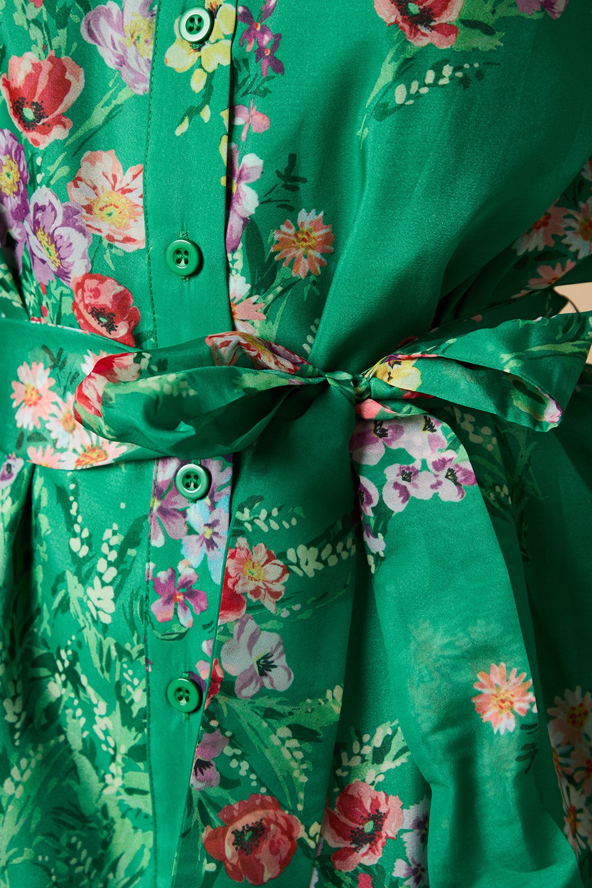 Oasis Petite Green Floral Organza Mini Shirt Dress Green image 5