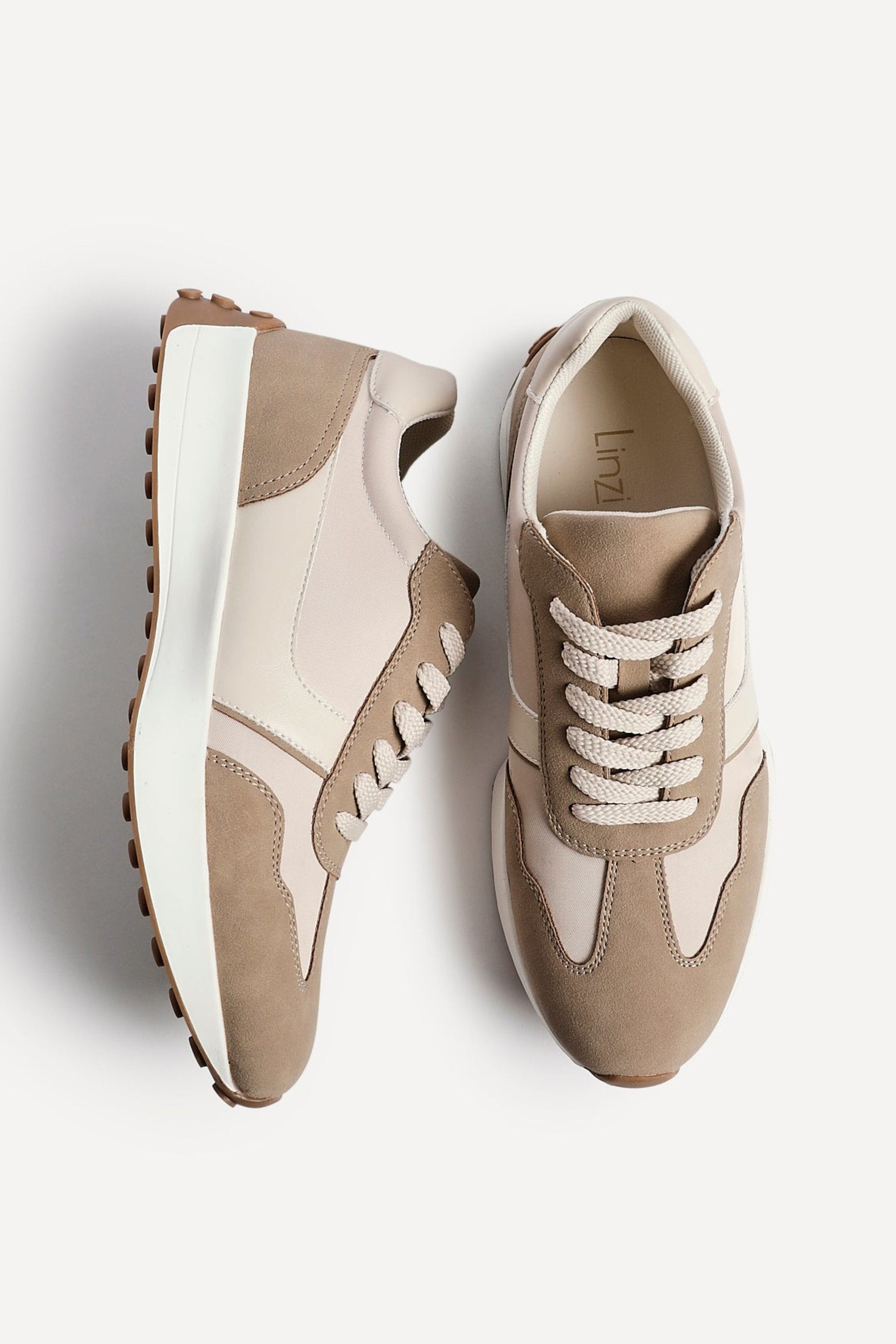 Linzi Hustle Beige Suede Mix Sports Trainers image 5