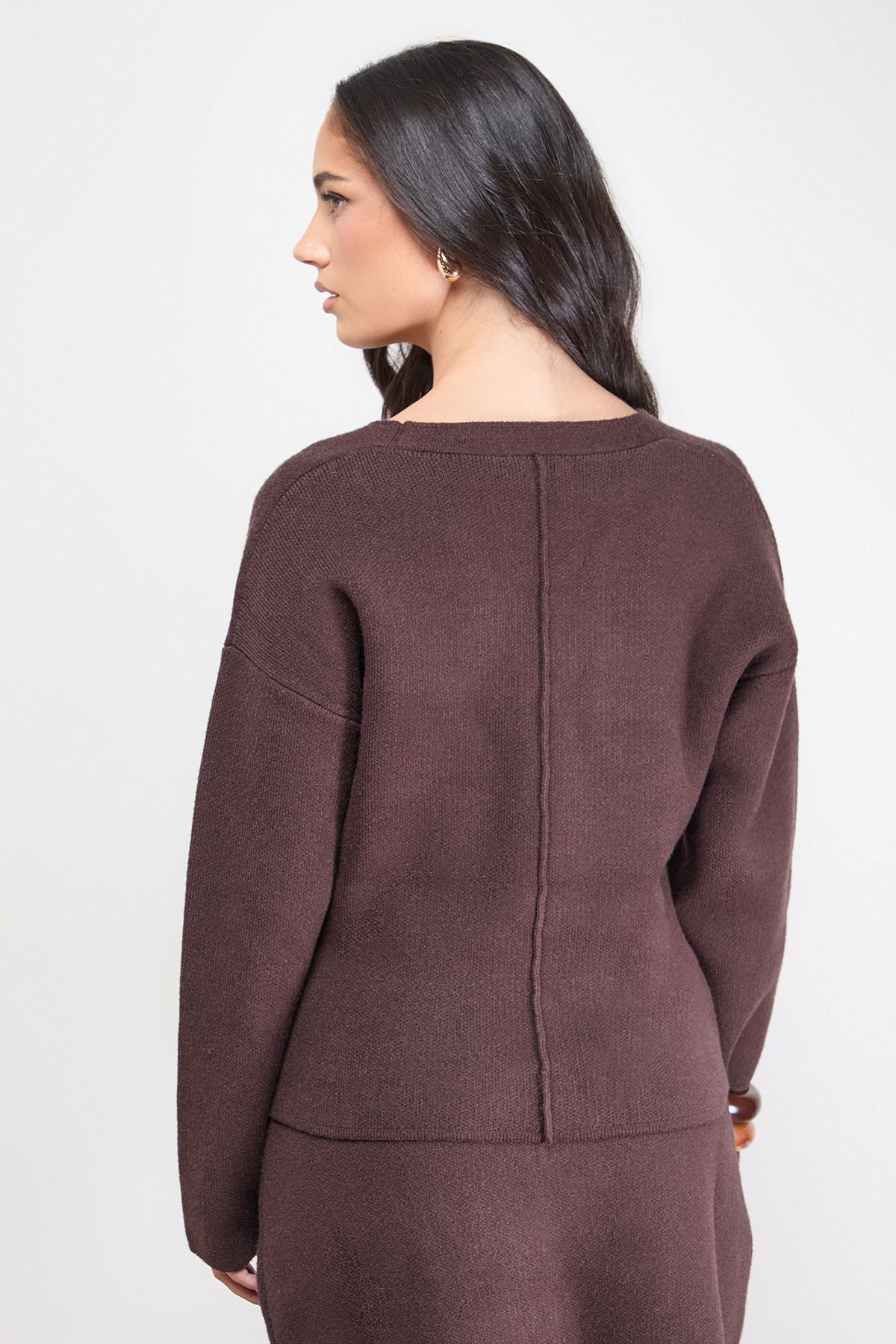 Oasis Edge to Edge Button Down Cardigan Chocolate image 3