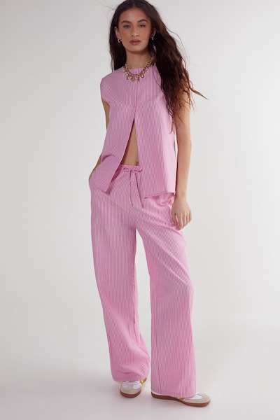 NastyGal Stripe Straight Leg Pant Pink