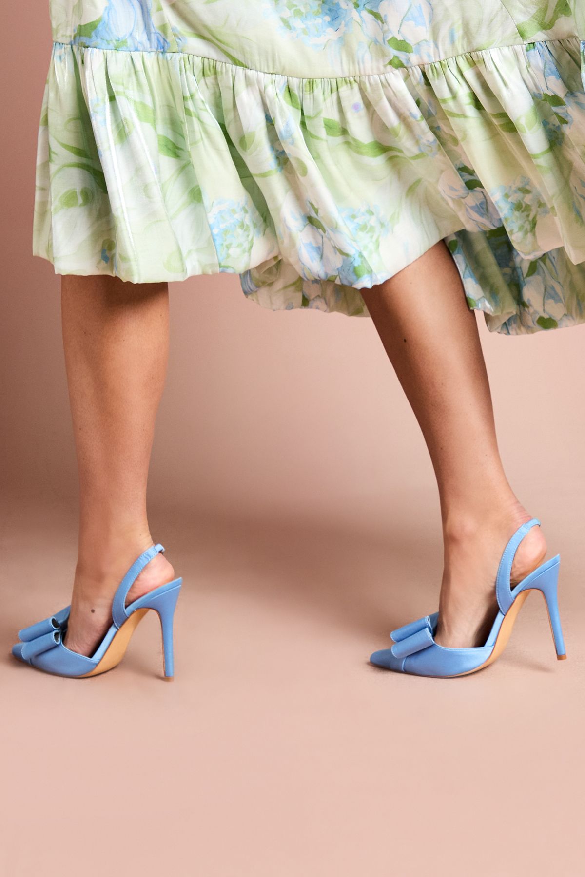 Coast Tamara Satin Bow Sling Back Stiletto Court Shoes Blue image 4