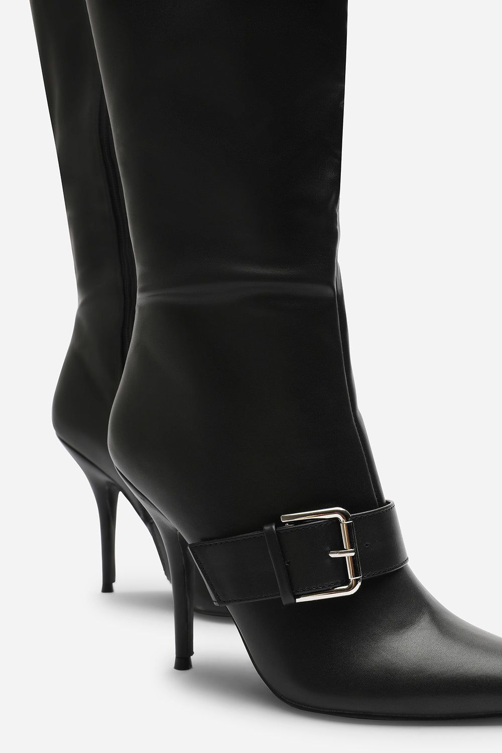 Where's That From 'Ilsa' Pointed Toe Knee High Stiletto Heel Boots with Front Buckle image 5