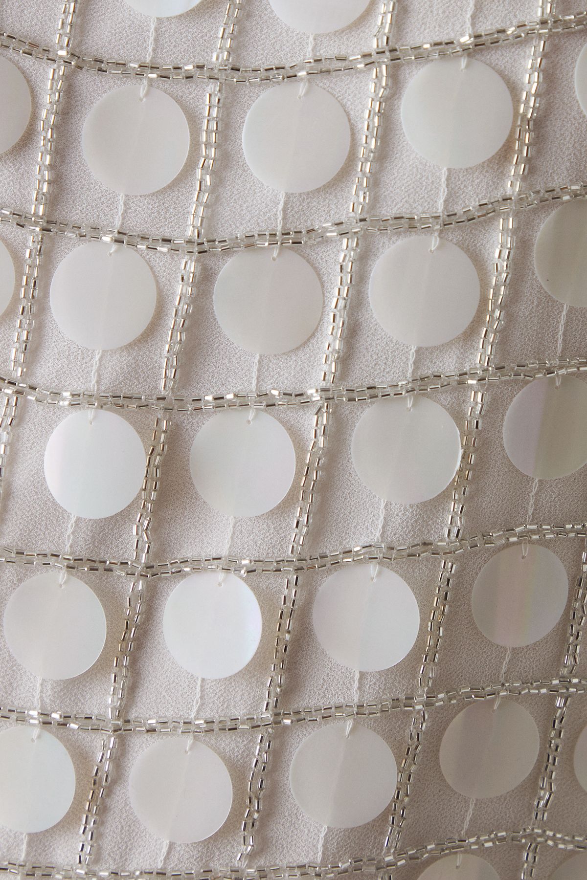 Warehouse Hen Premium Hand Embellished Sequin Mini Dress Ivory image 5