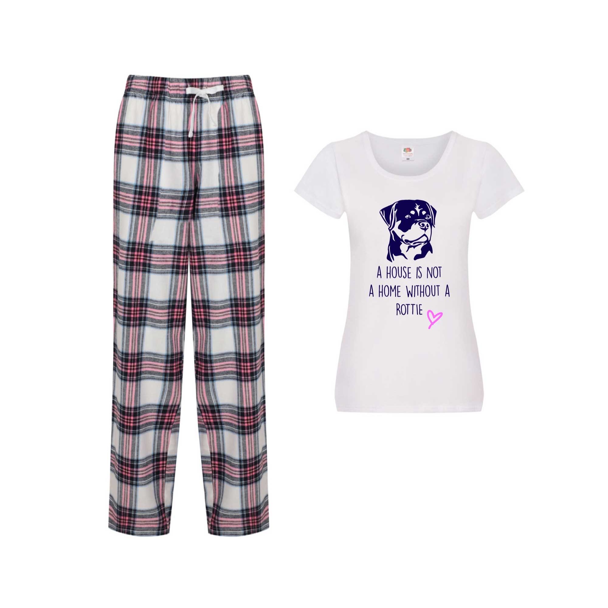 60 SECOND MAKEOVER A House Is Not A Home Without A Rottie Tartan Trouser Pyjamas Set image 1