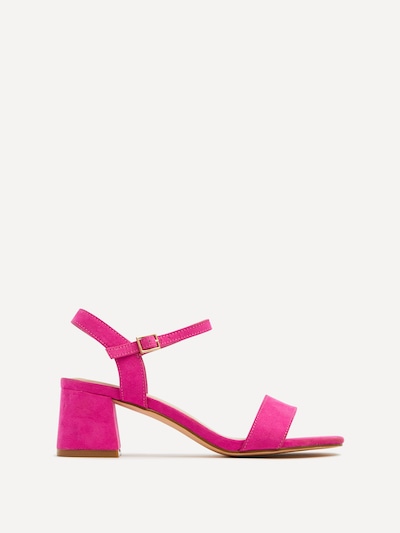 Linzi Darcie Fuchsia Faux Suede Low Chunky Block Heeled Sandal