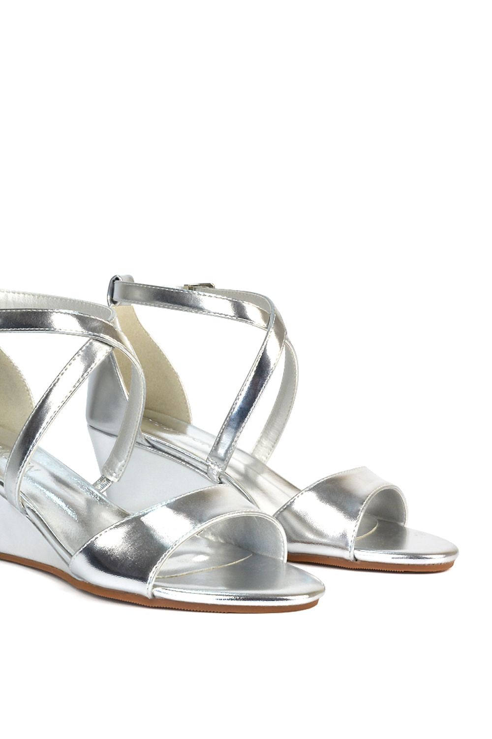 XY London 'Kylie' Strappy Mid Wedge Heel Shoes With Ankle Strap image 6