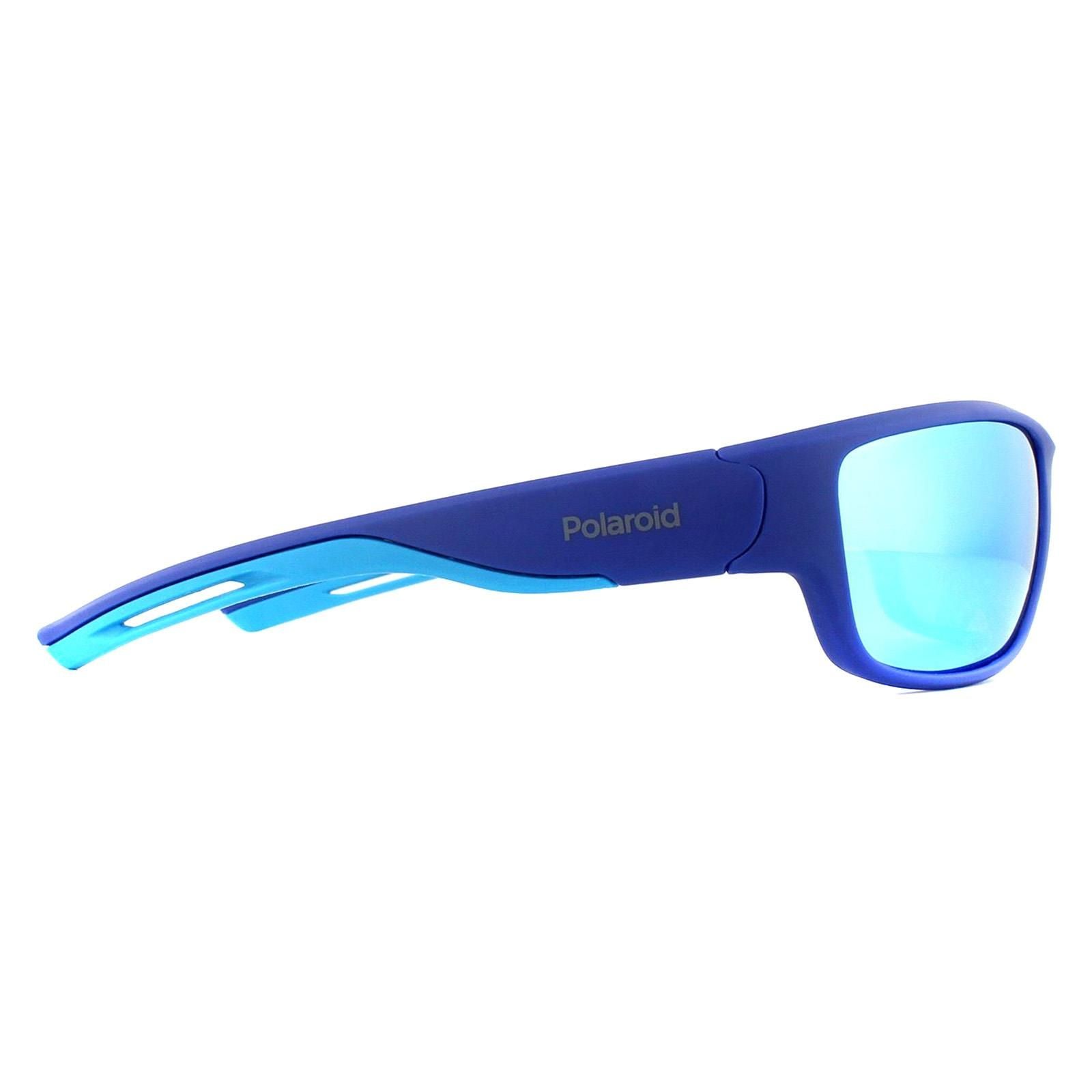 Polaroid Sport Wrap Blue Blue Mirror Polarized Sunglasses image 4