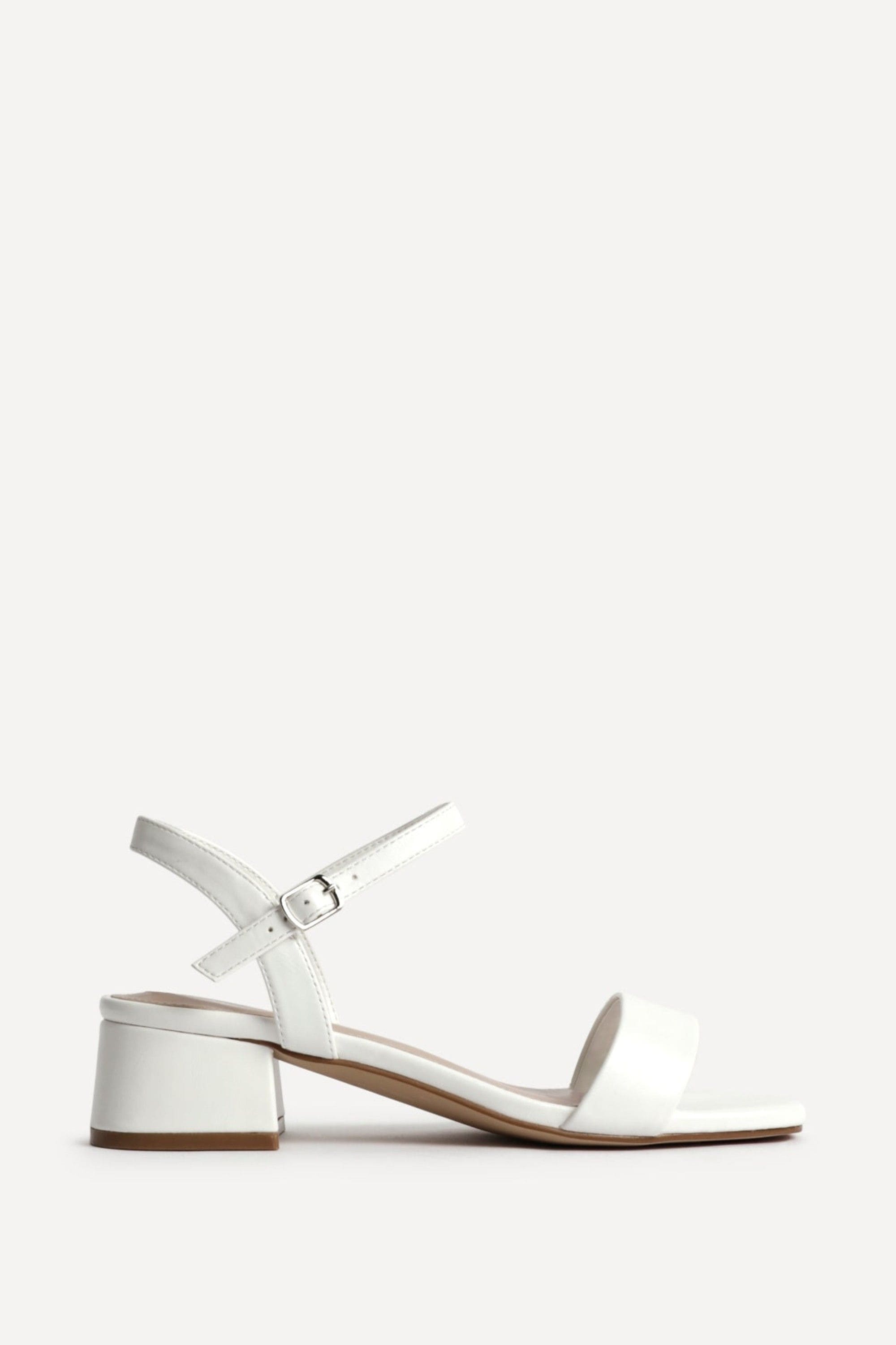 Linzi Carlie Wide Fit White Faux Leather Low Heels