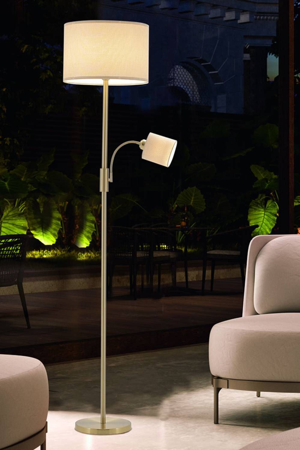 Living and Home 2-Light Floor Standing Lamp with Adjustable Head image 2