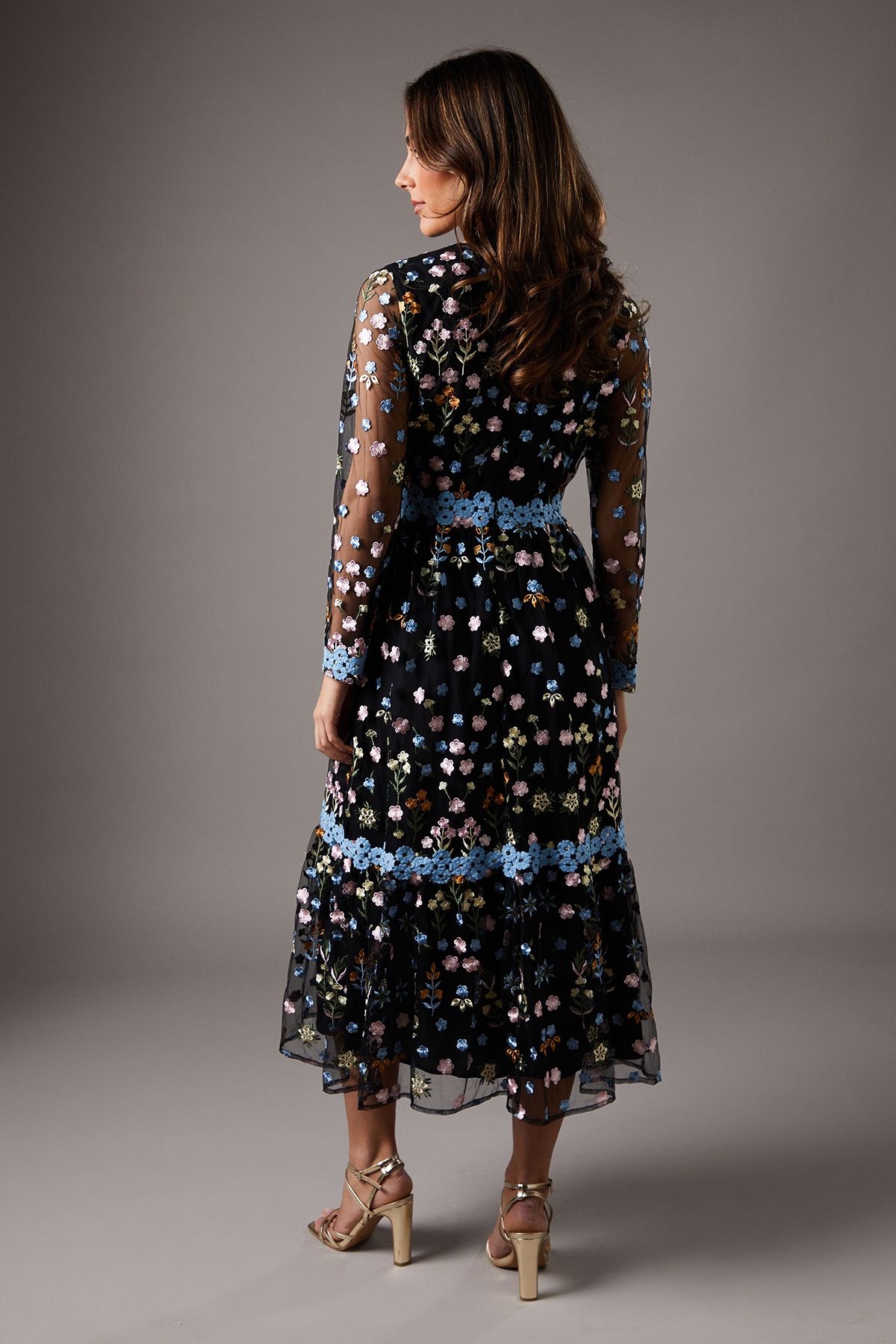 Coast Embroidered Floral Maxi Dress Black image 3