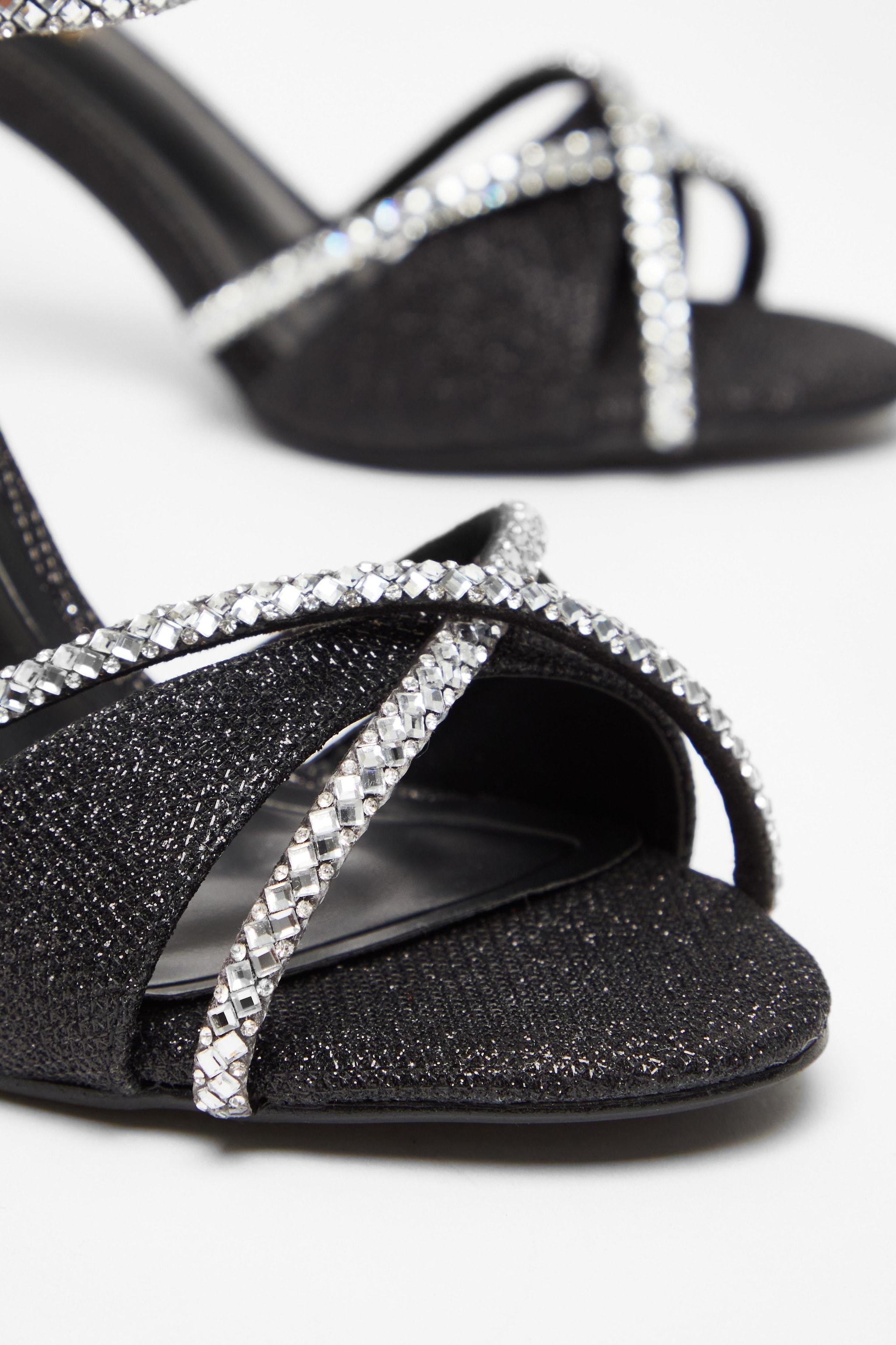 Quiz Black Wide Fit Diamante Heels image 4