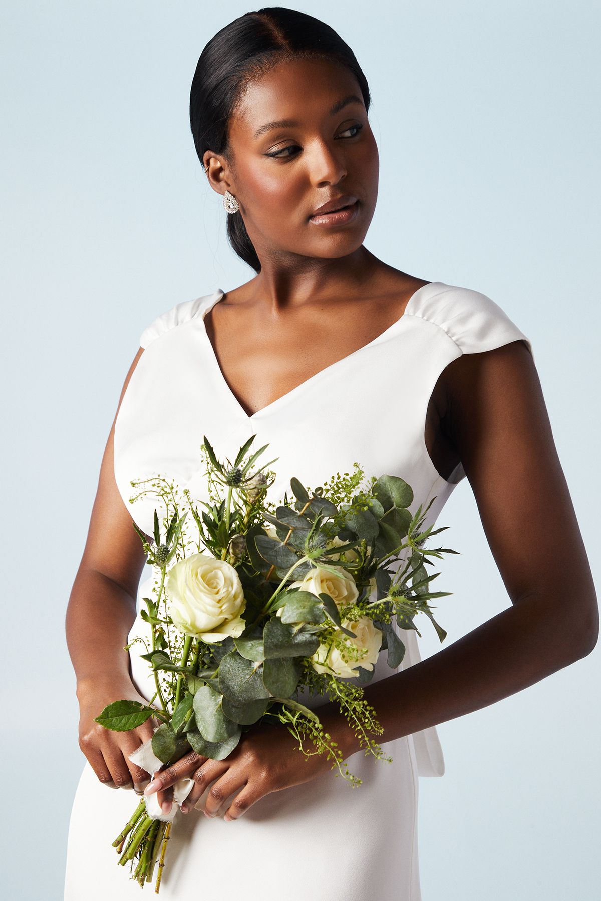 Coast Structured Bow Back Detail Cape Wedding Dress Ivory image 2