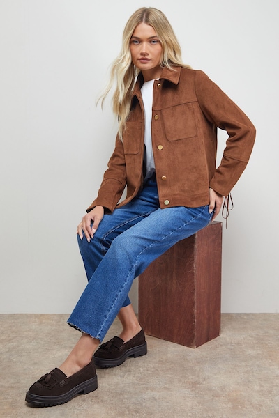 Oasis Brooker Suede Tassel Chunky Loafers Chocolate