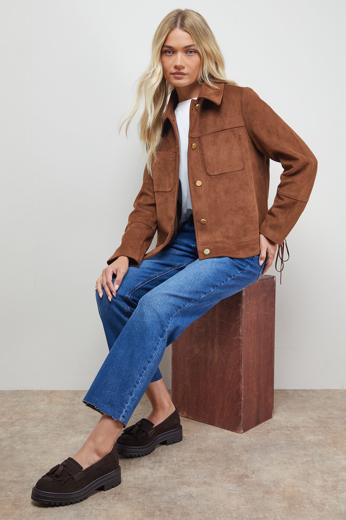 Oasis Brooker Suede Tassel Chunky Loafers Chocolate