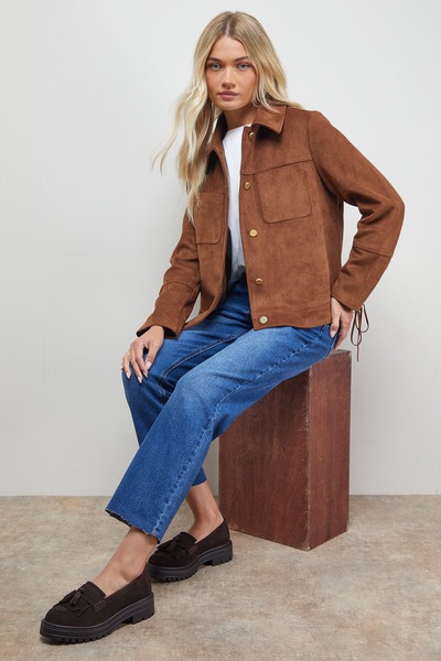 Oasis Brooker Suede Tassel Chunky Loafers Chocolate