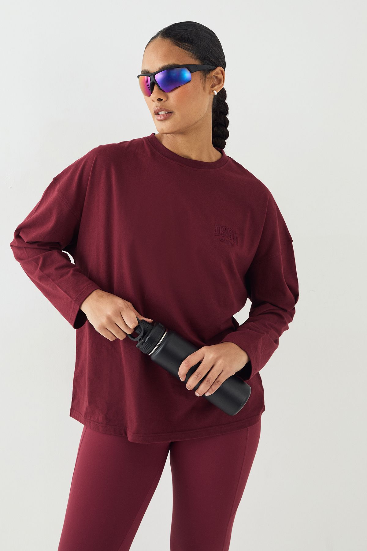 DSGN Studio DSGN Studio Collegiate Long Sleeve T-Shirt Burgundy