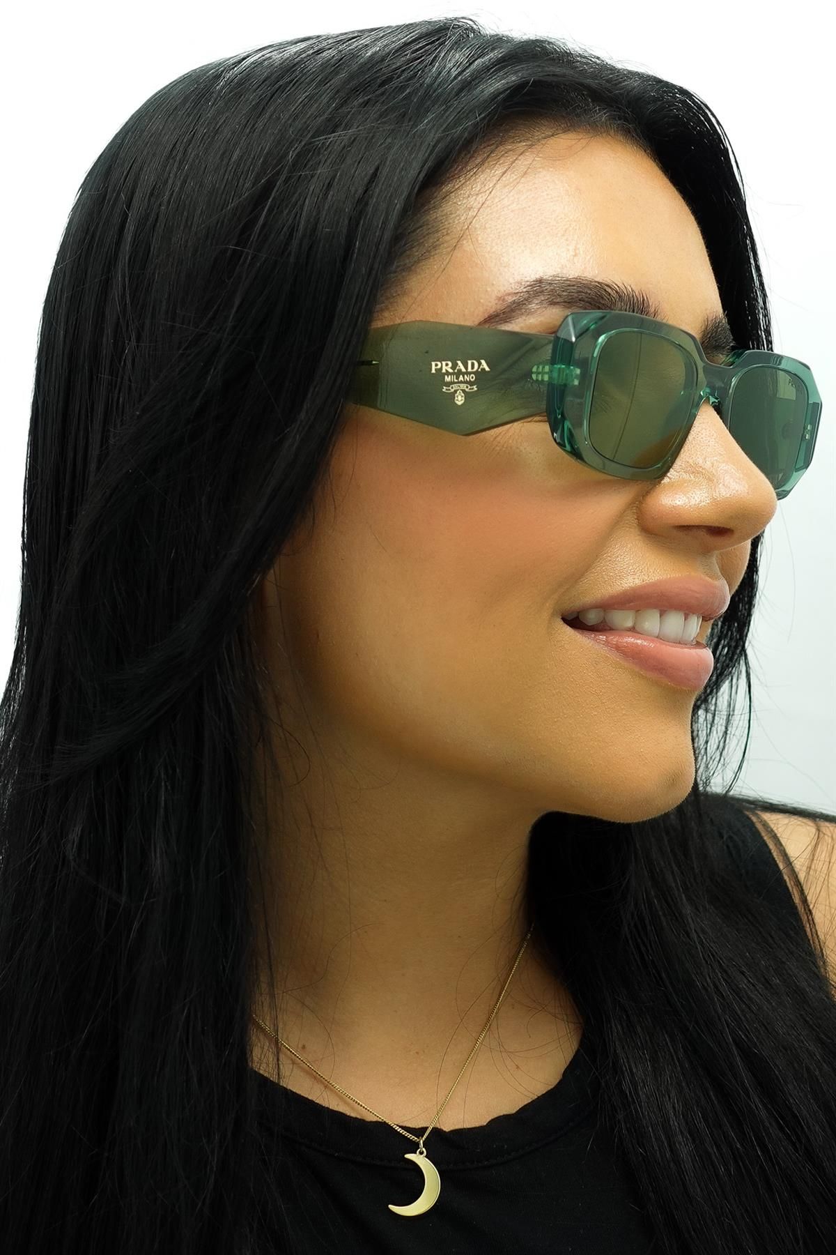 Prada Rectangle Transparent Sage Green Mirror Internal Silver PR17WS image 5