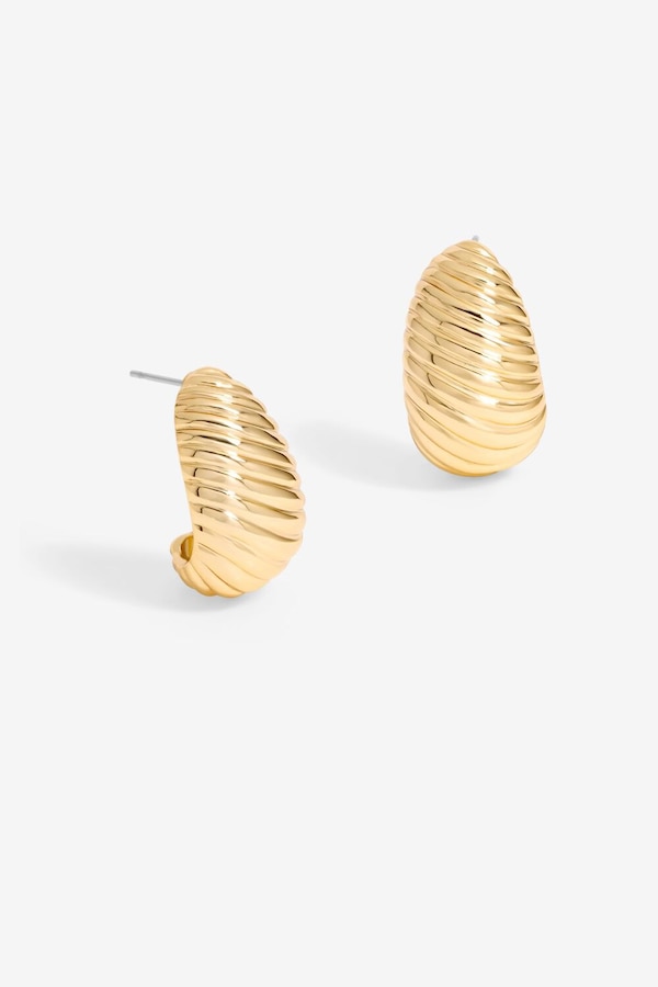 Jon Richard Gold Plated Ridge Dome Hoops
