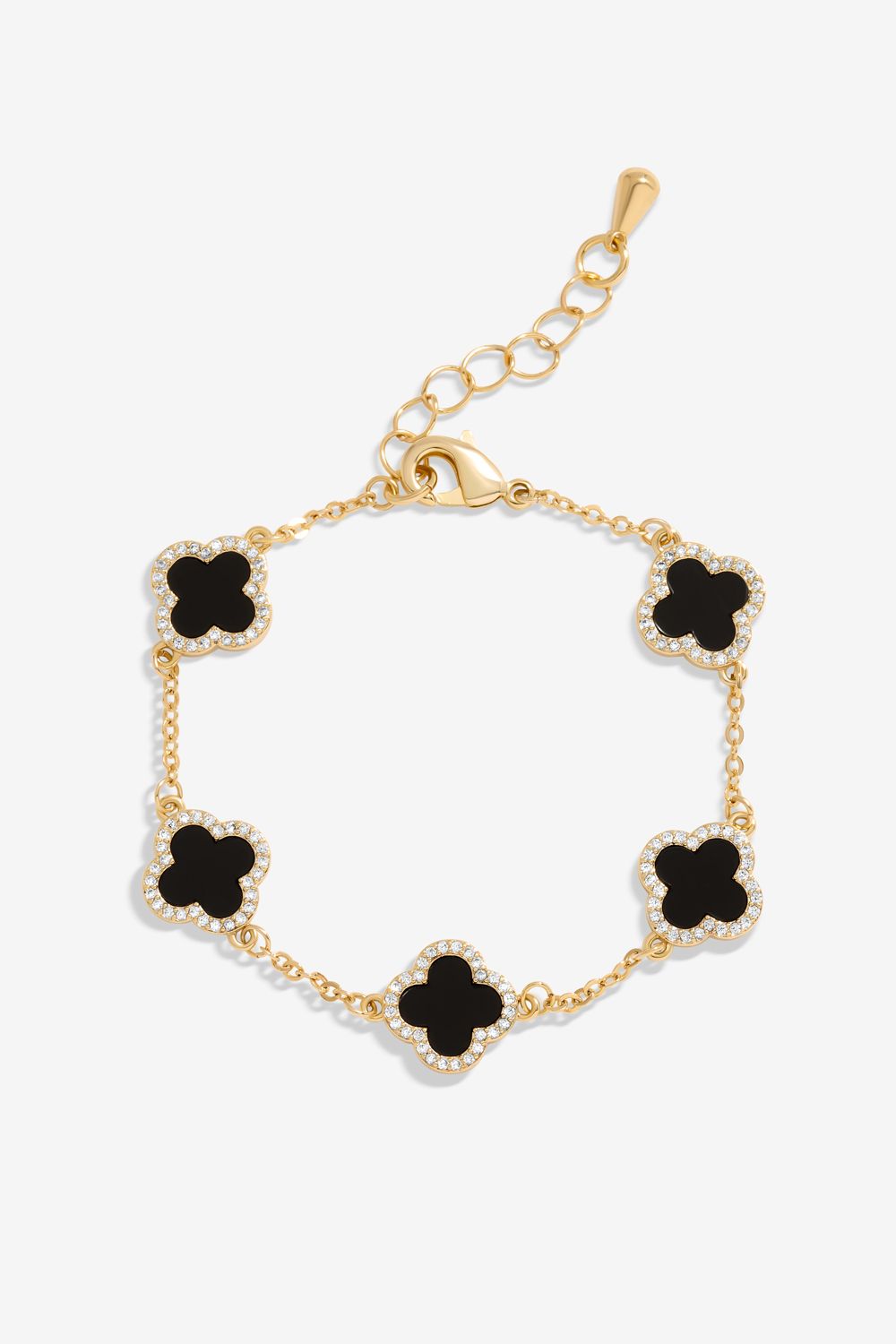 Jon Richard Gold Plated Jet Enamel Clover Bracelet image 1